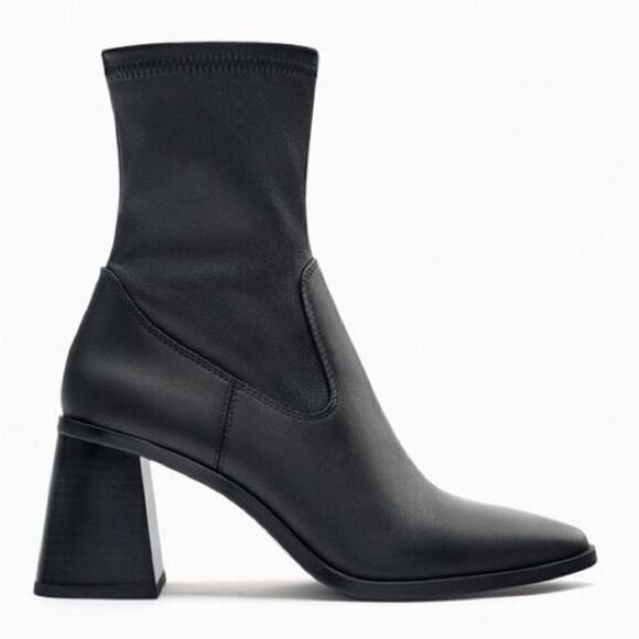 Zara Ankle Heeled Genuine Leather Boots New - Picture 4 of 12